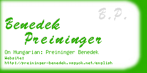 benedek preininger business card
